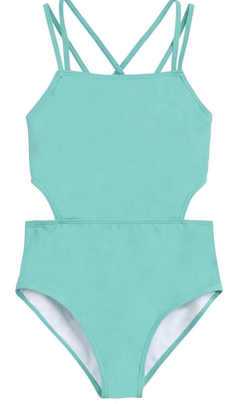 Kanu Surf Girls' Beach Girl Sport Cut-Out One Piece Swimsuit Atlantas Blue 10